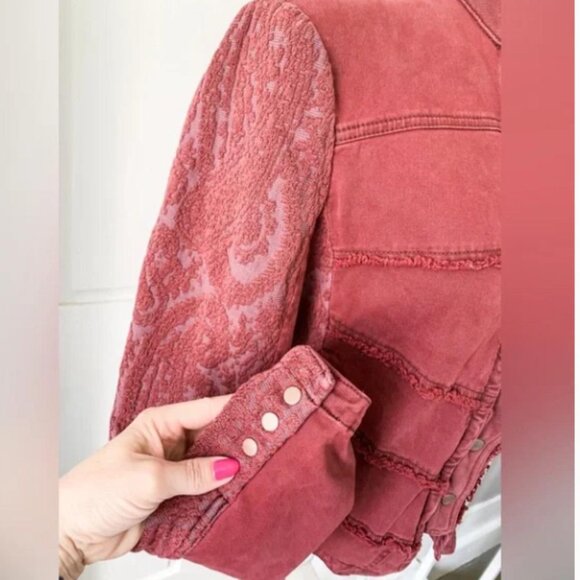 Free People Women's Pink and Red Jacket - Picture 5 of 8